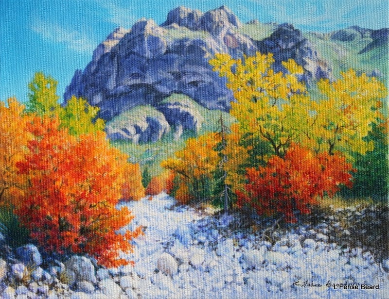 ORIGINAL  Painting, Texas Autumn, Fall's Glorious Display,  Landscape, Realism, National Park, Rocky Creek, Mountains