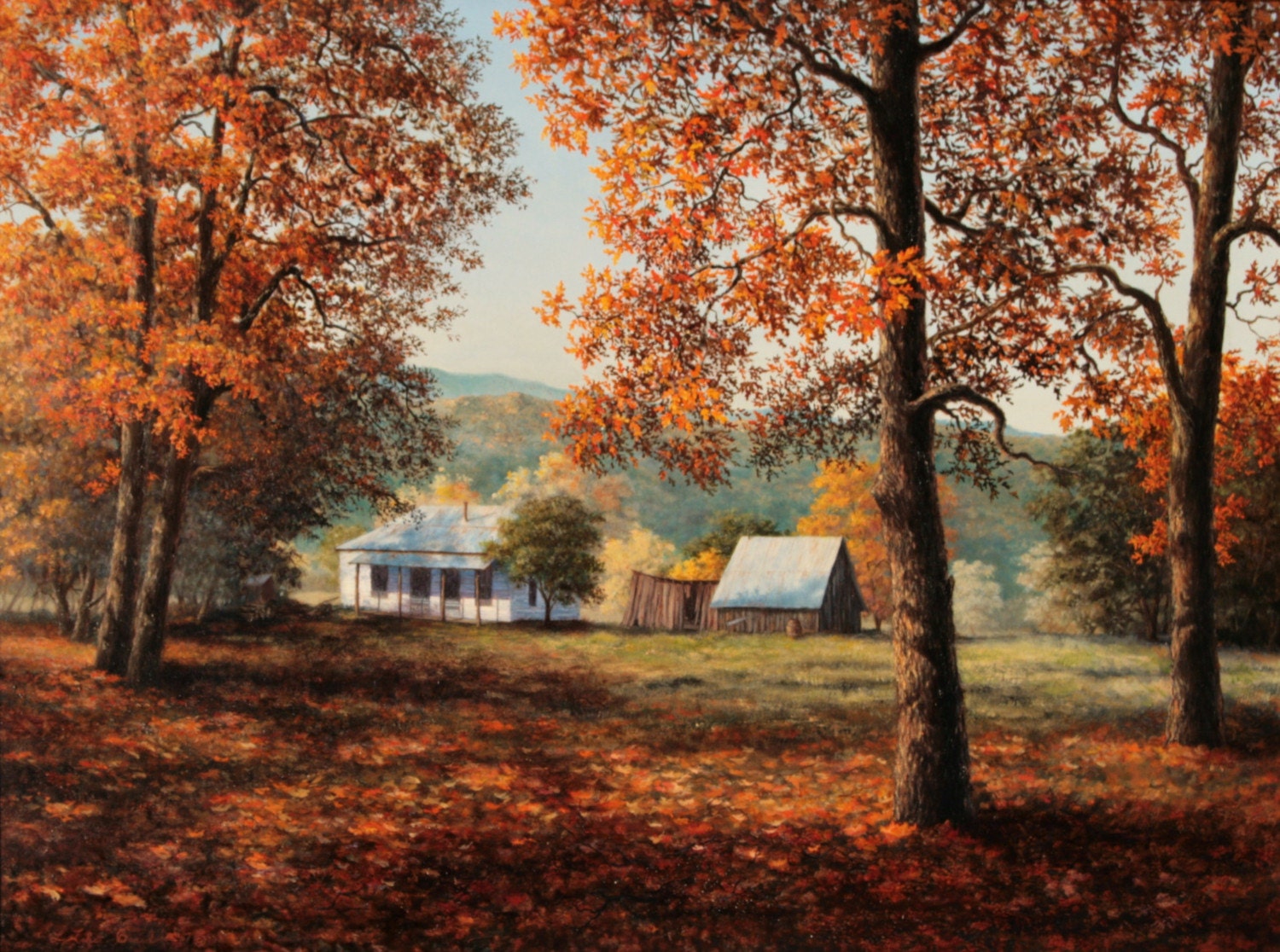 Oklahoma Homestead, LIMITED EDITION GICLEE, Landscape, Fall, Autumn
