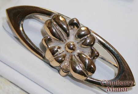 Vintage Sterling Silver Gold Filled Vermeil Rose Brooch