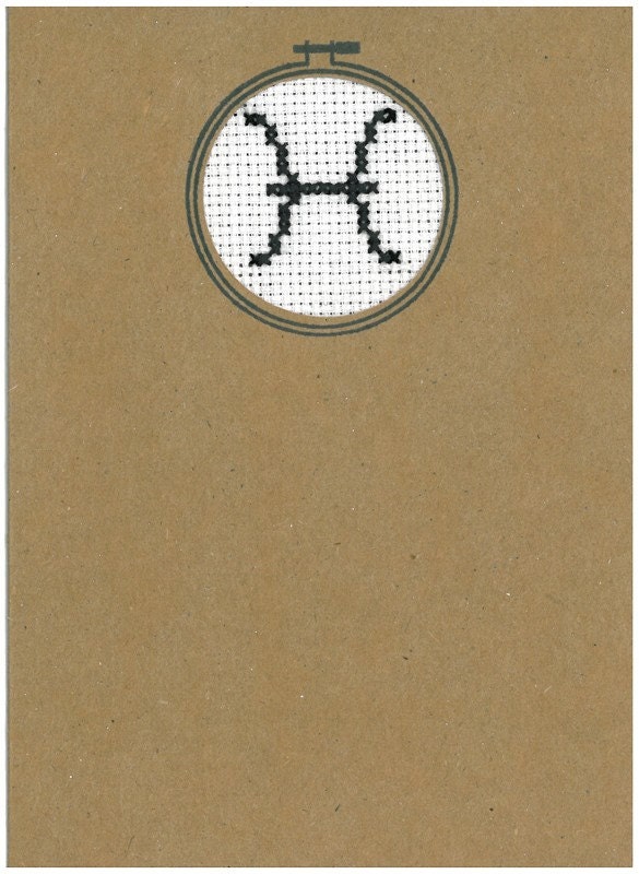 Zodiac Cross Stitched Card-Pisces