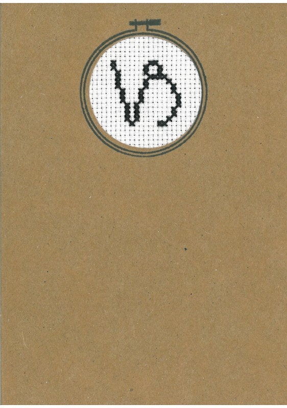 Zodiac Cross Stitched Card-Capricorn