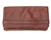 Vintage 1970s Burgundy LEATHER Envelope Clutch