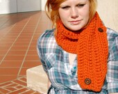 Pumpkin Neck Warmer/ Cowl with wooden buttons