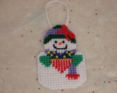 Snowman with a Flag Heart Christmas Ornament