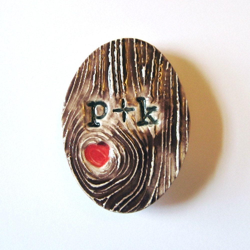 Personalized Magnet Custom Couple Woodgrain with Heart