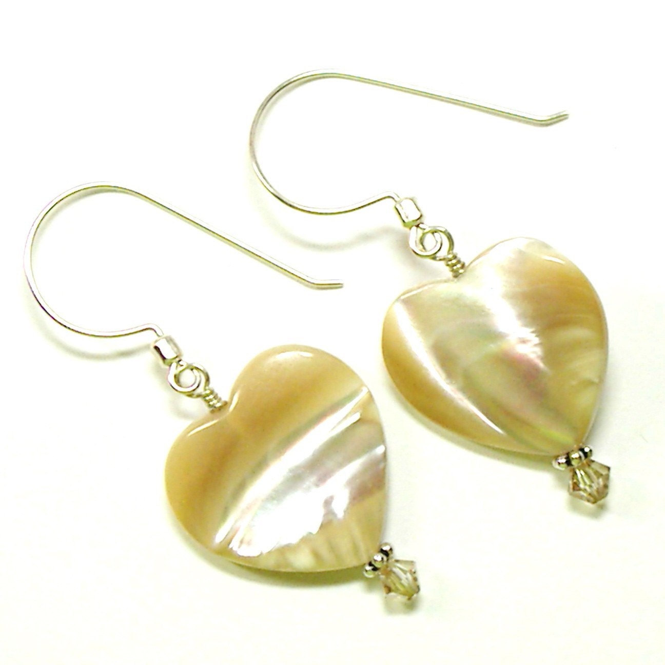 SALE Mother of Pearl Heart Earrings