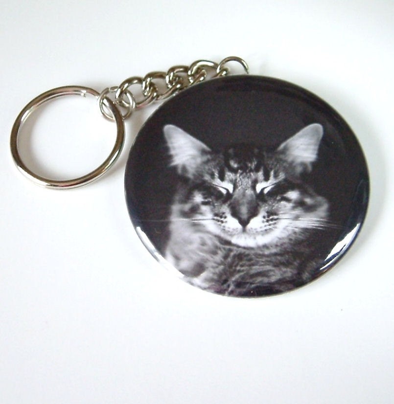 Cat Keychain 2 1/4 inch Smiling Sebastian