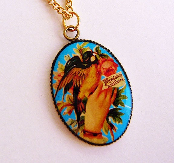 Friendship and Love Sparrow Bird Charm Necklace by MaruMaru from etsy.com