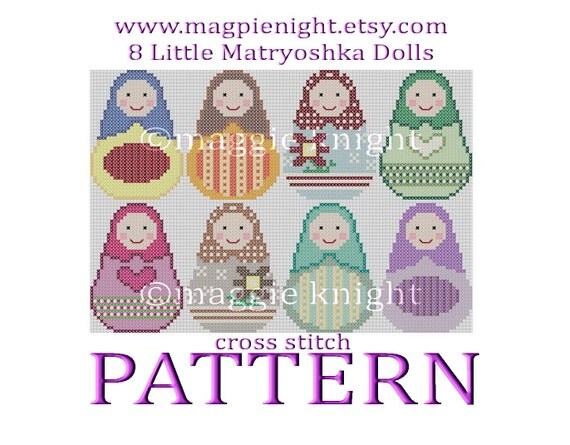 8 Little Matryoshka - Original Cross Stitch Pattern