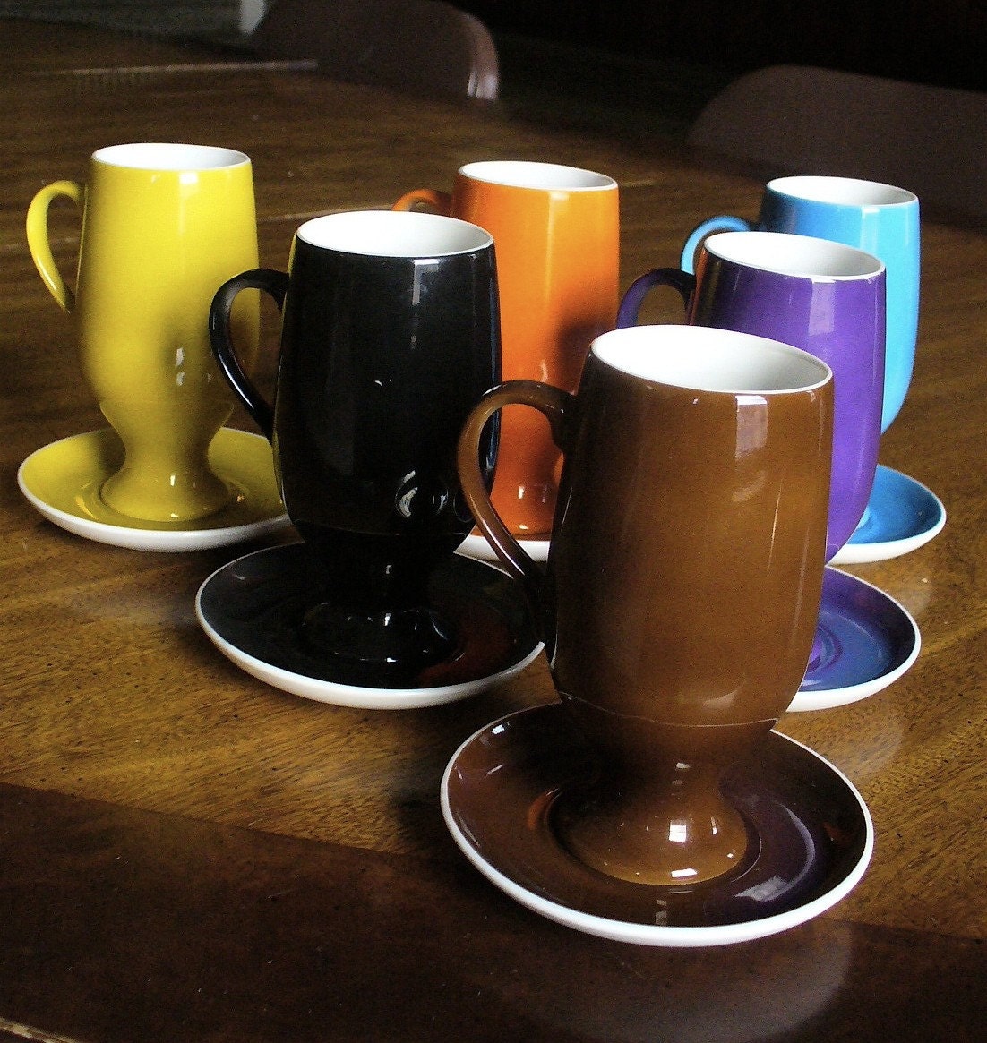 Multi-colored, 60s MOD, complete set, coffee or espresso mugs, by Lagardo Tackett, mint condition