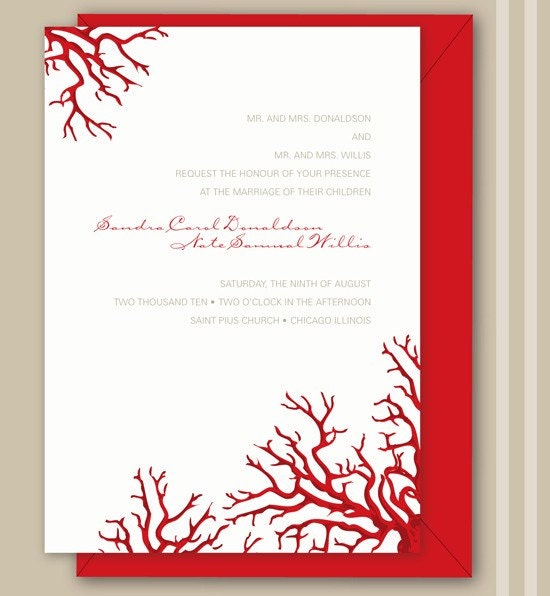 Coral Wedding Invitation Sample From JustAnotherDay