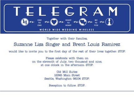 Retro Telegram DIY Wedding Invitation PDF Template From BonMoment