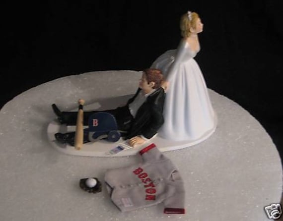 Boston Red Sox BASEBALL Wedding Cake Topper Groom Cake From finsnhorns
