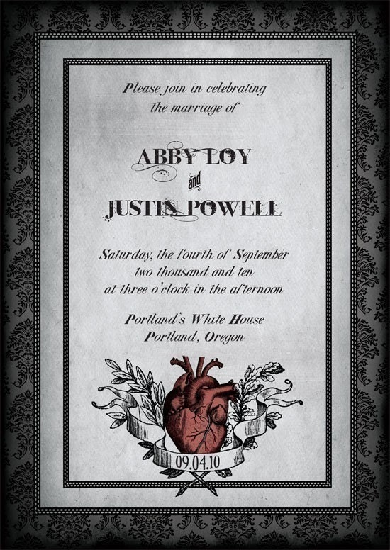 Tell Tale Vintage Gothic Wedding Invitation Sample From royalsteamline