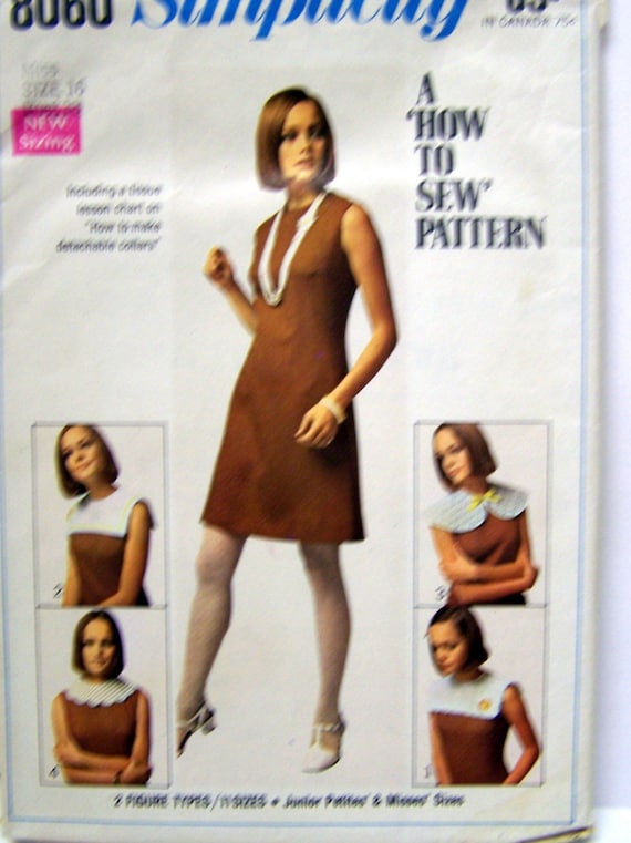 Sewing Pattern Vintage 60's Simplicity 8060 Dress Size 16 Bust 38 How to Sew Complete