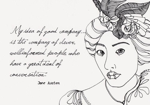 Jane Austen Inspired Original Drawing - Good Company