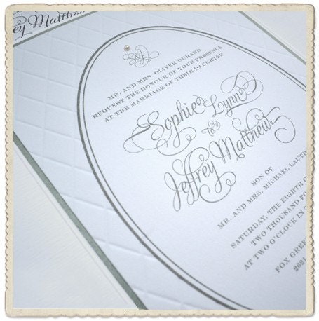 Wedding Invitation Sample Embossed Quilt Design