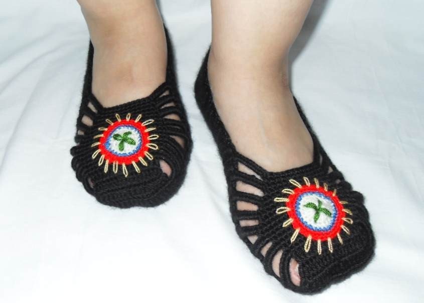 Crocheted دمپایی صفحه اصلی -- رنگارنگ گل کفش دست دوزی جوراب زمستان لوازم جانبی TeamT