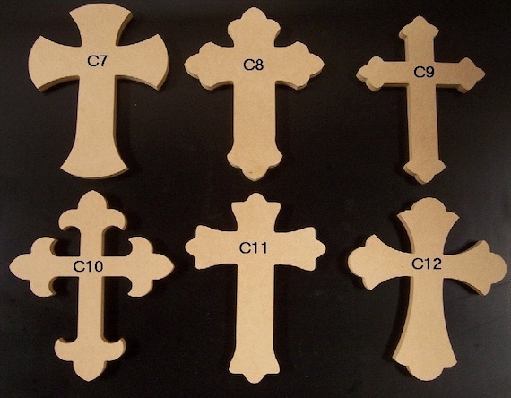 6 x 9 Inch Wooden Cross made from 1/4 thick MDF, Choose from 24 different Crosses.