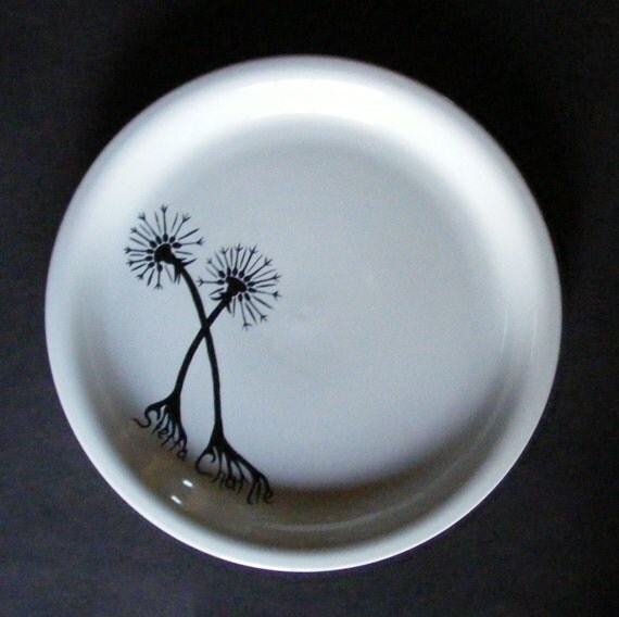 Personalized Dandelion silhouette wedding cake plate From braintees