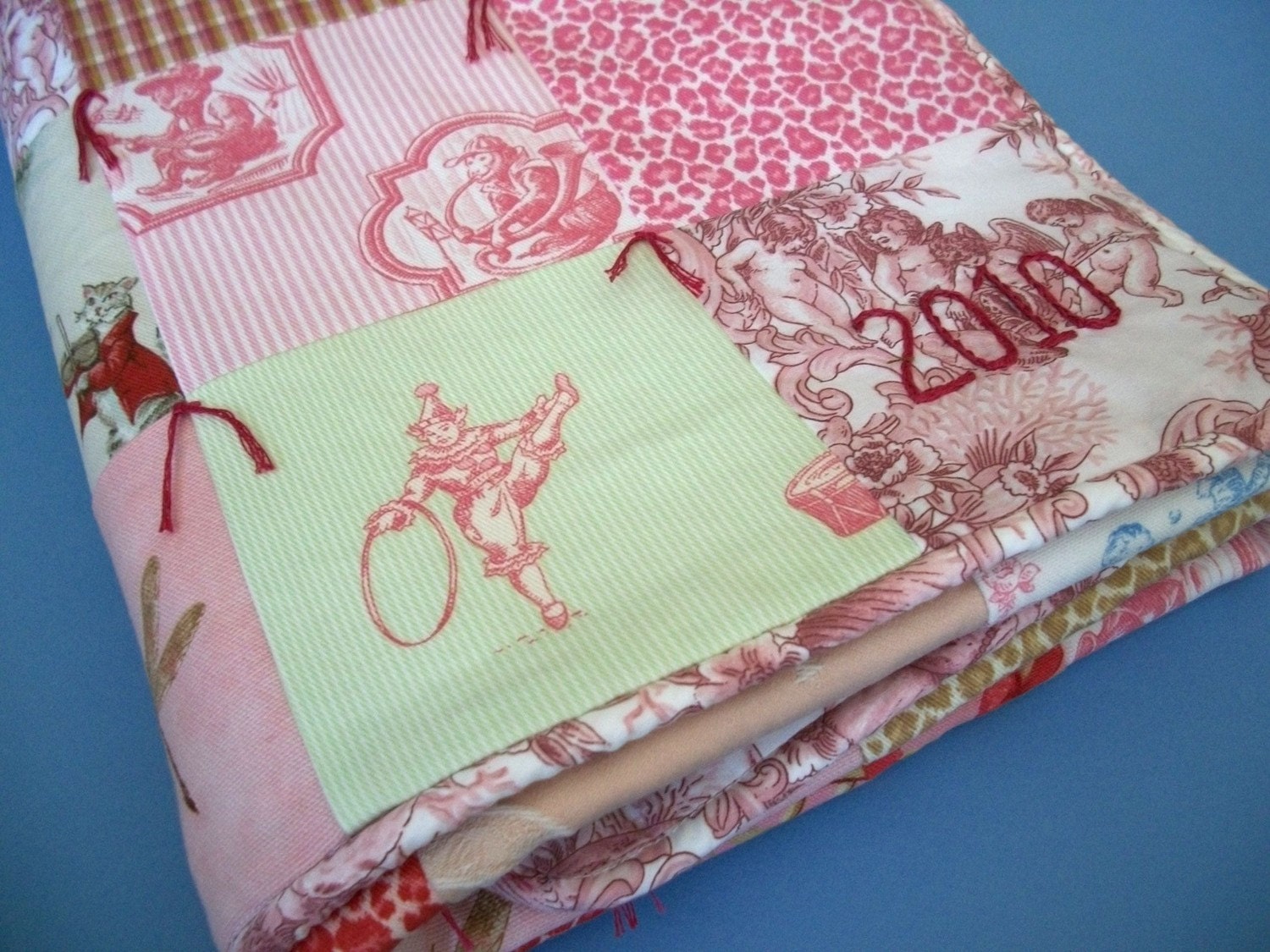 Baby Girl Quilt with Custom Hand Embroidery by Dolce Dreams