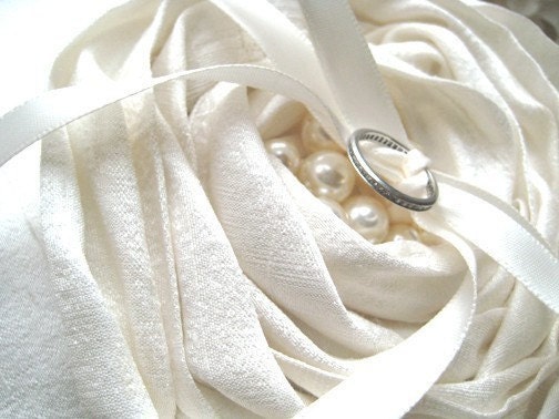 PHOEBE Silk and Swarovski Pearl Wedding Ring Pillow From bellesandcrystals