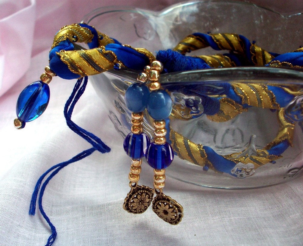 Handfasting Cord Royal Blue and Gold Pagan Wiccan Wedding Ceremony