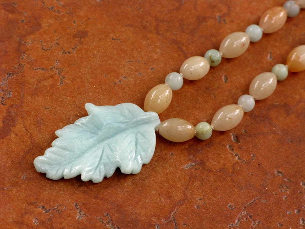 Amazonite and Aventurine Leaf Necklace
