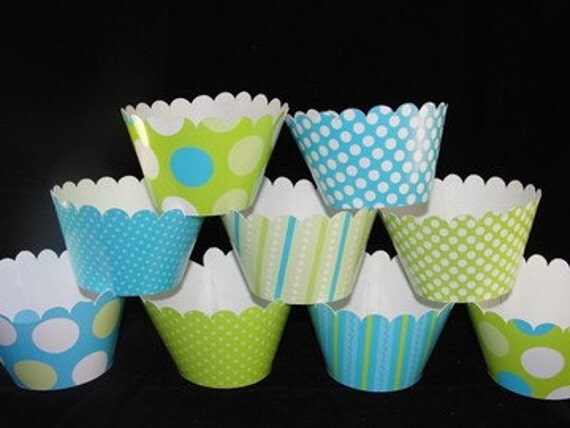 Blue and Green Cupcake wrappers