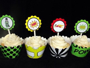 Super Hero Comic Book Cupcake Toppers