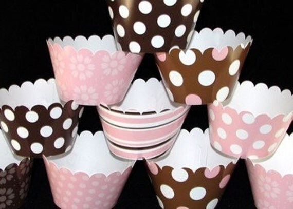 Pink and Brown Cupcake Wrappers