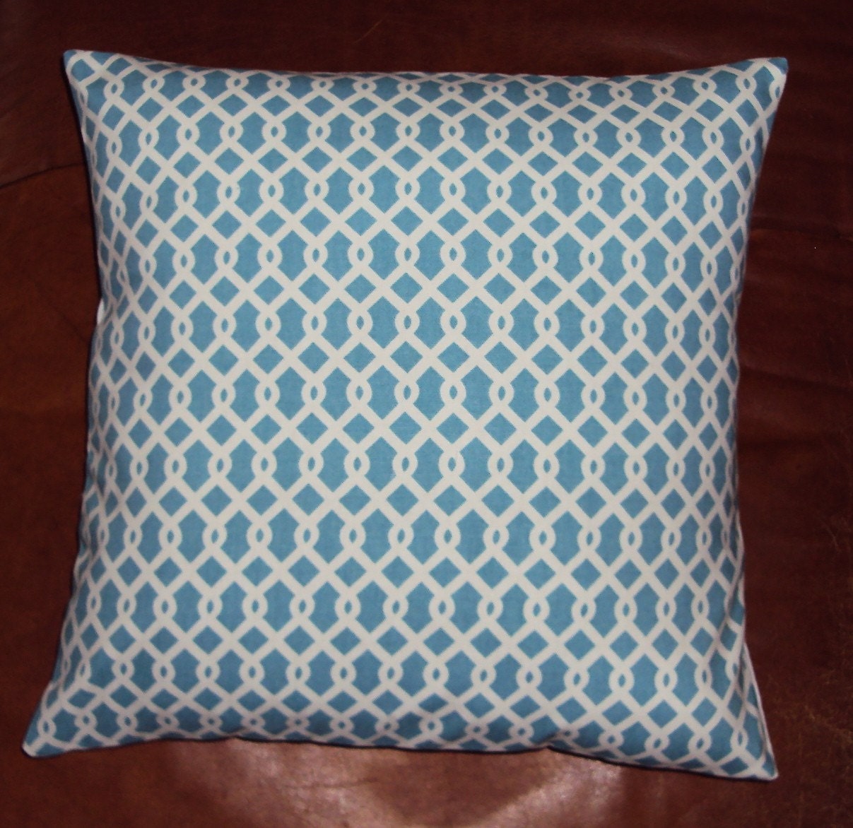 Light Turquoise Blue Waverly Lattice Pillow Cover - FREE SHIPPING