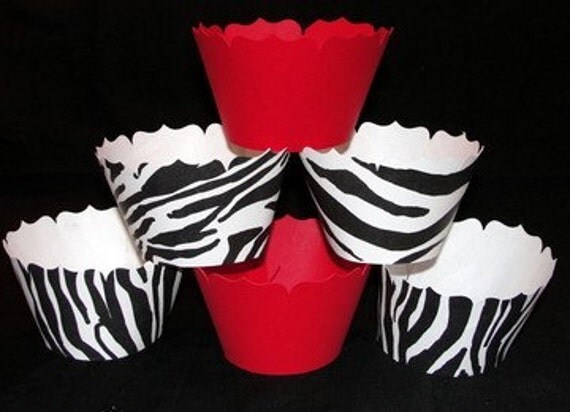 Red and Zebra Print Cupcake Wrappers