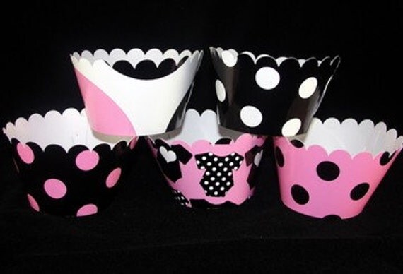 Pink and black Baby Shower Cupcake Wrappers