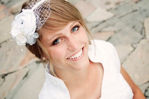 JOELLE-  veiled multi flowered headband for weddings and special occasions