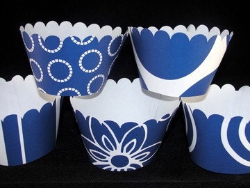 Blue and White Cupcake Wrappers