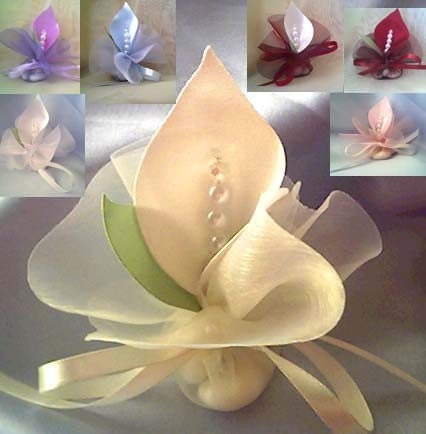 wedding favors calla lily crystal ivory white red purple royal blue