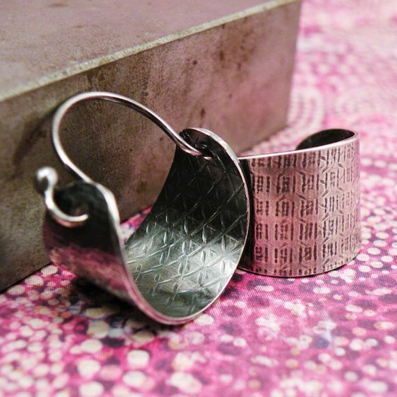 Linen Hoops Sterling Silver