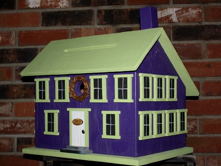 Custom Made Wedding Card Box Farm House Salt Box Birdhouse Painted Sumptuous