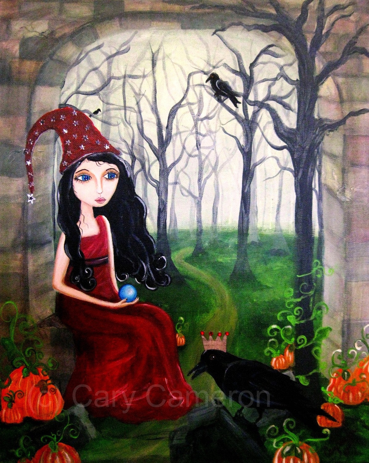 The Sorceress Halloween gothic fantasy fairy art print Cary Cameron