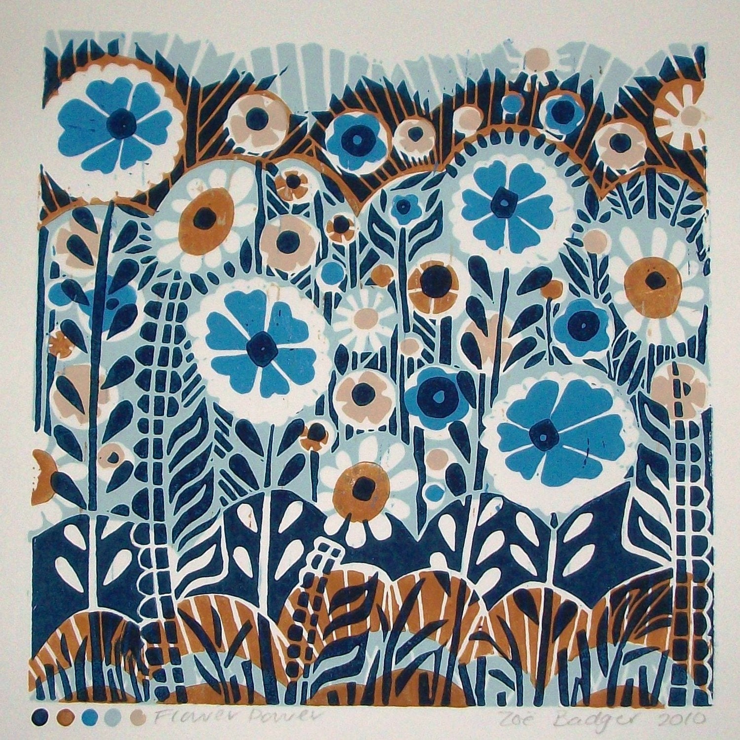 Flower Power Linocut print (ref 067)
