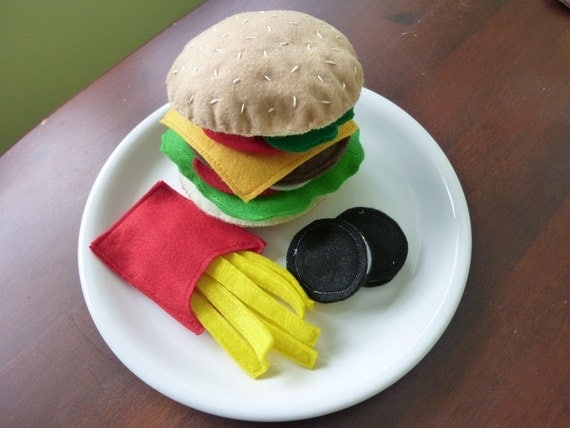 Burger and Fries - Felt Play Food