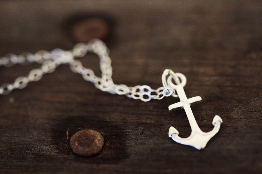 Weekend SALE Sterling Silver Anchor Necklace