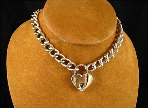 Chain Choker with Heart Padlock