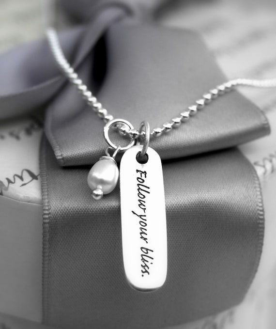 Follow your Bliss Sterling Silver engraved tag necklace
