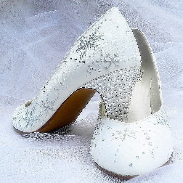 Wedding Shoes snowflakes 400 crystals for Winter Wedding