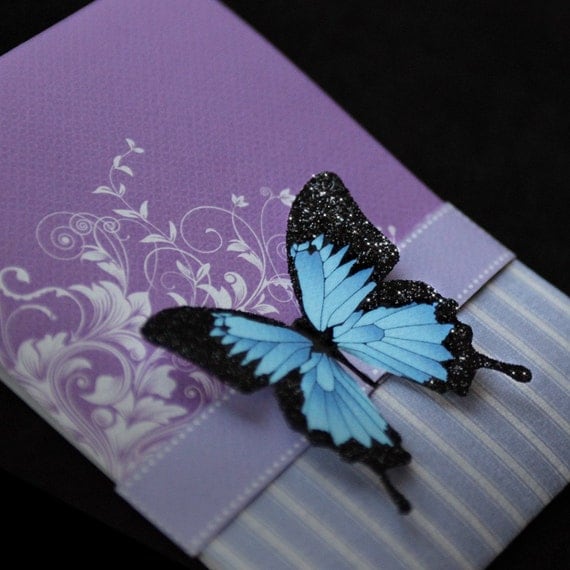 Blue Mountain Butterfly Wedding Invitation Suite
