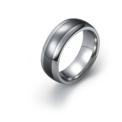 Tungsten Ring Stylish Domed 8mm Mens Polished Tungsten Wedding Band with 