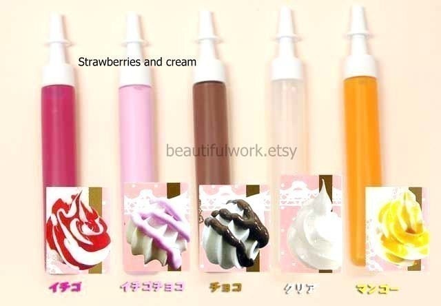 STRAWBERRIES AND CREAM  Flavored Faux Sweets and Desserts Realistic Decoration Syrup Sauce