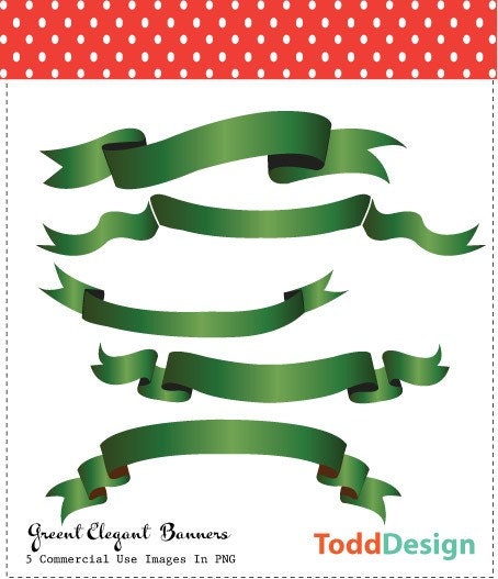 Green Elegant Banners Digital Clip Art for wedding invitations 